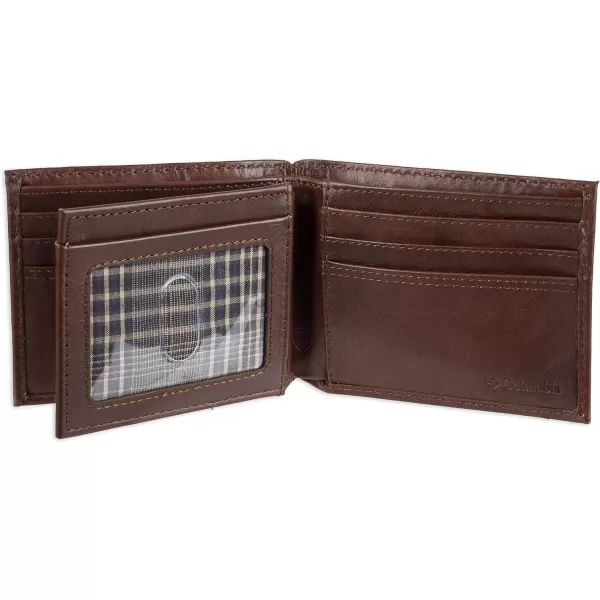 Columbia Mens Everyday Bifold WalletMultiple Card Slots Id WindowLight Brown