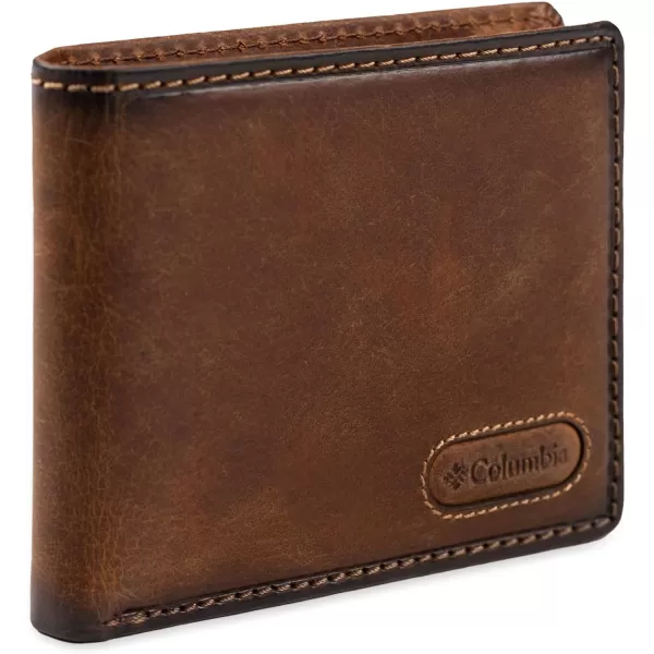 Columbia Mens Everyday Bifold WalletMultiple Card Slots Id WindowTan Burnished