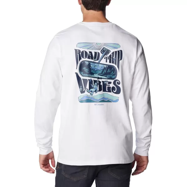 Columbia Mens Explorers Canyon Long Sleeve TShirtWhiteRoad Trip Vibes