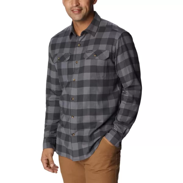 Columbia Mens Flare Gun Stretch FlannelCity Grey Twill Buffalo Check