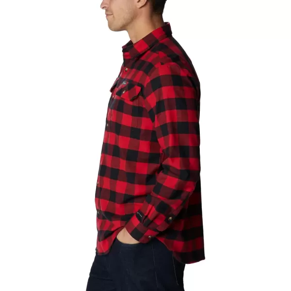 Columbia Mens Flare Gun Stretch FlannelMountain Red Twill Buffalo Check