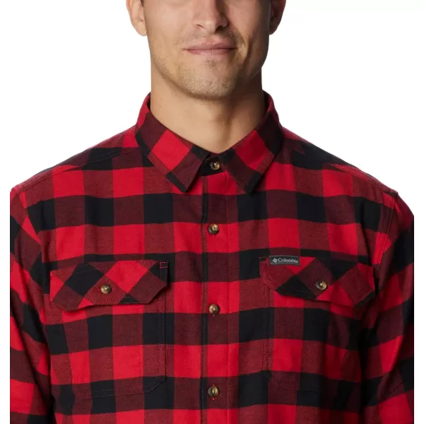 Columbia Mens Flare Gun Stretch FlannelMountain Red Twill Buffalo Check