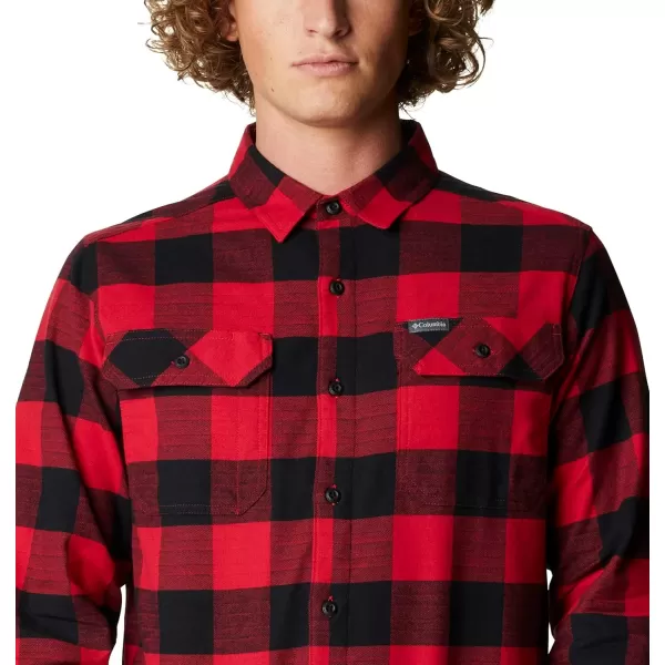 Columbia Mens Flare Gun Stretch FlannelMountain Red Twill Buffalo Checklegacy