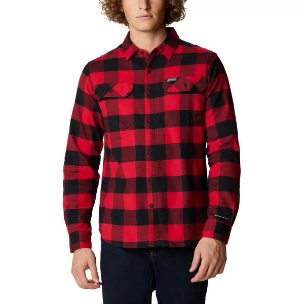 Columbia Mens Flare Gun Stretch FlannelMountain Red Twill Buffalo Checklegacy