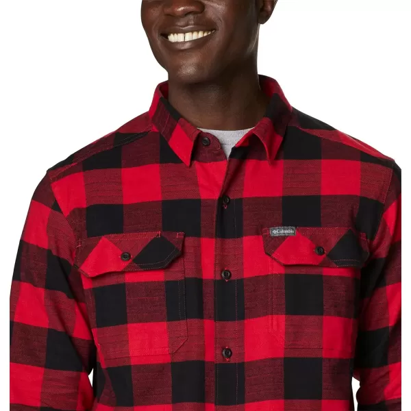 Columbia Mens Flare Gun Stretch FlannelMountain Red Twill Buffalo Checklegacy