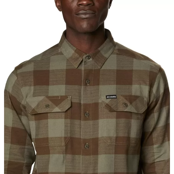 Columbia Mens Flare Gun Stretch FlannelStone Green Twill Buffalo Checklegacy