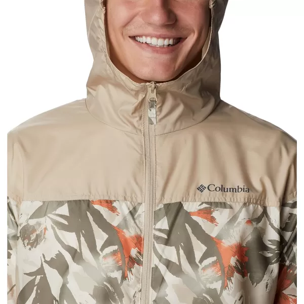 Columbia Mens Flash Challenger Novelty WindbreakerAncient Fossil Floriculture PrintAncient Fossil