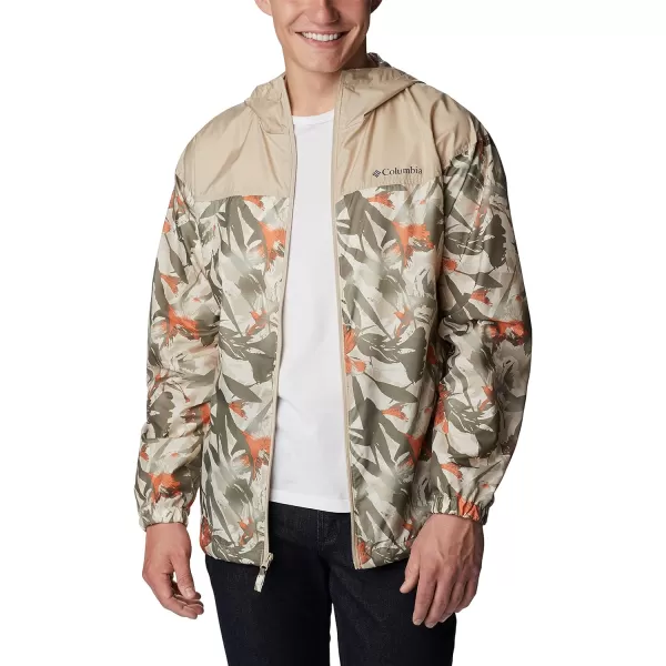 Columbia Mens Flash Challenger Novelty WindbreakerAncient Fossil Floriculture PrintAncient Fossil