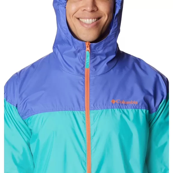 Columbia Mens Flash Challenger Novelty WindbreakerBright AquaPurple Lotus