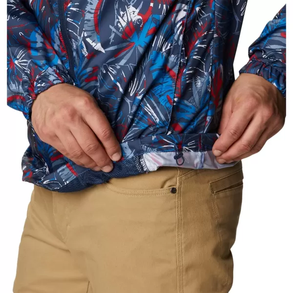 Columbia Mens Flash Challenger Novelty WindbreakerBright Indigo King Palms Multi Print