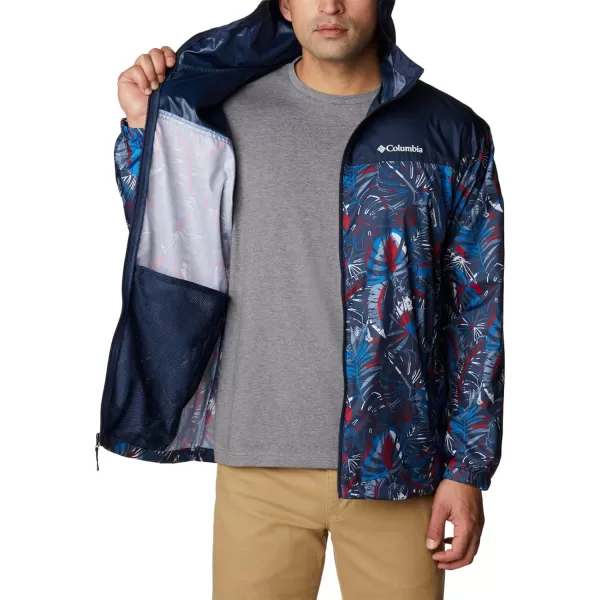 Columbia Mens Flash Challenger Novelty WindbreakerBright Indigo King Palms Multi Print