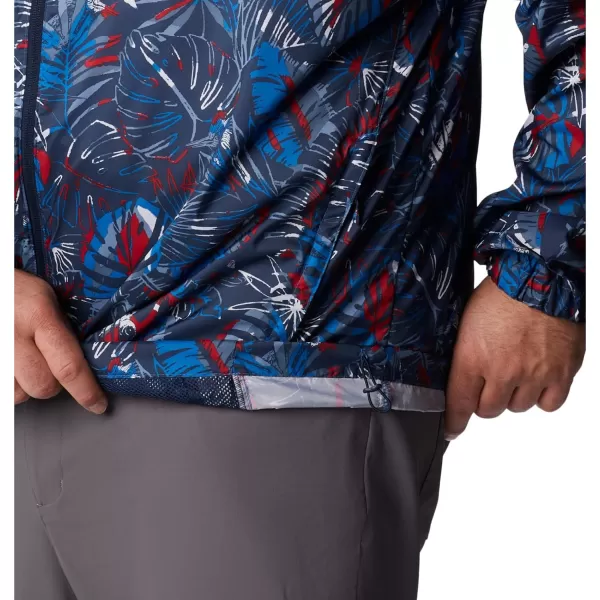 Columbia Mens Flash Challenger Novelty WindbreakerBright Indigo King Palms Multi Print