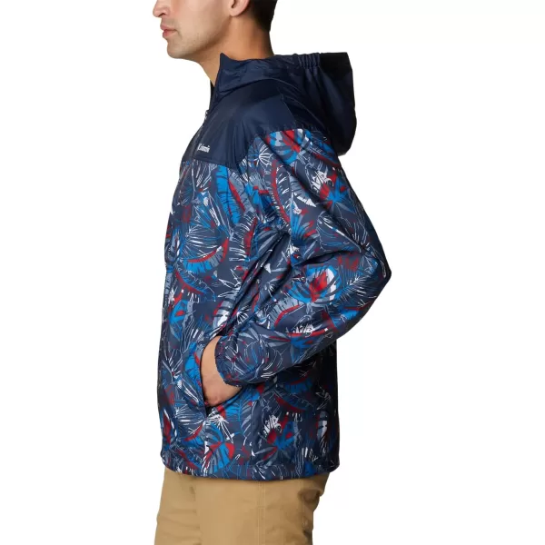 Columbia Mens Flash Challenger Novelty WindbreakerBright Indigo King Palms Multi Print