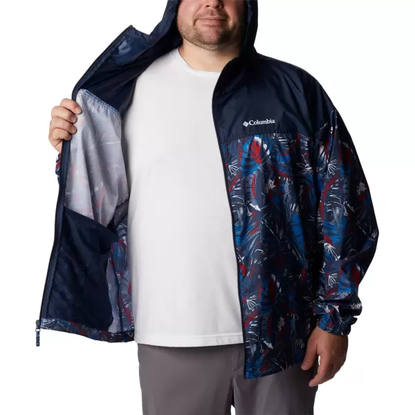 Columbia Mens Flash Challenger Novelty WindbreakerBright Indigo King Palms Multi Print