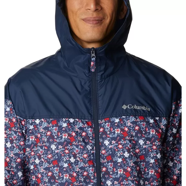 Columbia Mens Flash Challenger Novelty WindbreakerCollegiate Navy Minibiscus PrintCollegiate Navy