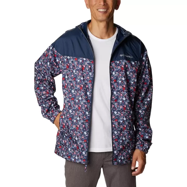 Columbia Mens Flash Challenger Novelty WindbreakerCollegiate Navy Minibiscus PrintCollegiate Navy