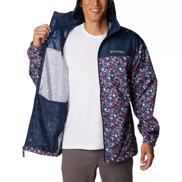 Columbia Mens Flash Challenger Novelty WindbreakerCollegiate Navy Minibiscus PrintCollegiate Navy