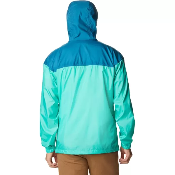 Columbia Mens Flash Challenger Novelty WindbreakerElectric TurquoiseDeep Marine