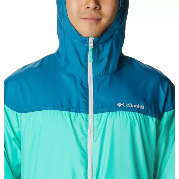 Columbia Mens Flash Challenger Novelty WindbreakerElectric TurquoiseDeep Marine