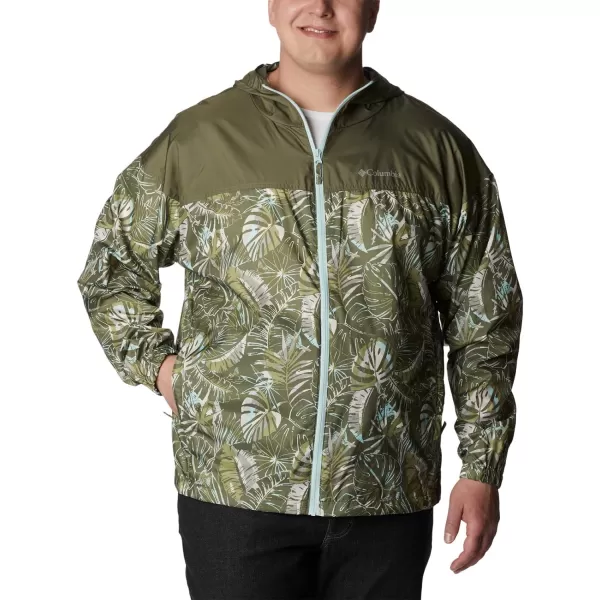 Columbia Mens Flash Challenger Novelty WindbreakerStone Green King Palms Multi Print