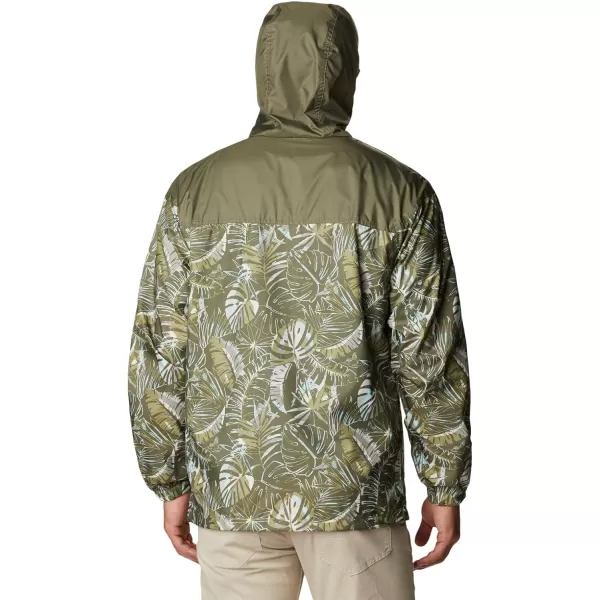 Columbia Mens Flash Challenger Novelty WindbreakerStone Green King Palms Multi Print