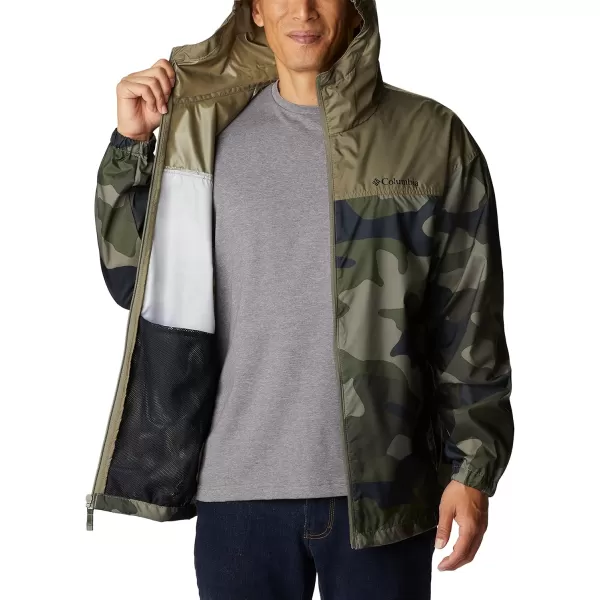 Columbia Mens Flash Challenger Novelty WindbreakerStone Green Mod Camo PrintStone Green