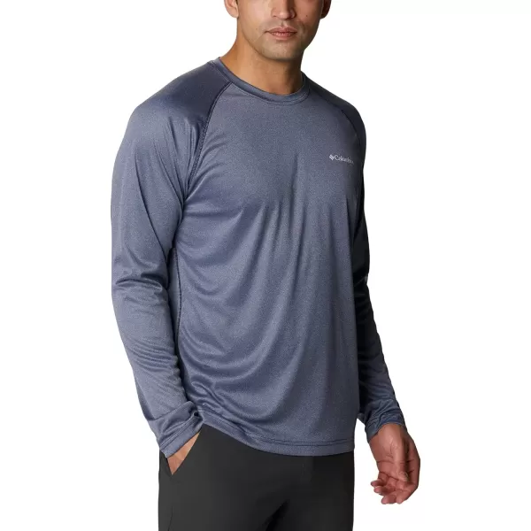 Columbia Mens Fork Stream Heather Long Sleeve ShirtCollegiate Navy HeatherWhite Logo