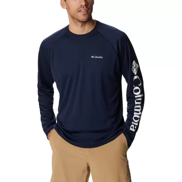 Columbia Mens Fork Stream Long Sleeve ShirtCollegiate NavyWhite Logo