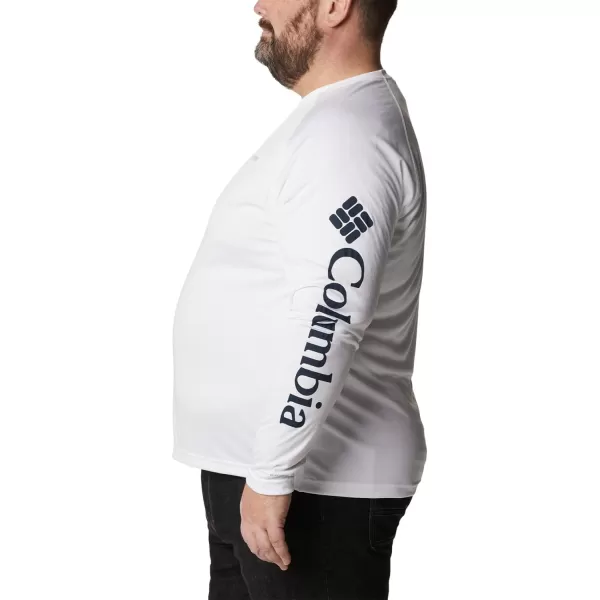 Columbia Mens Fork Stream Long Sleeve ShirtWhiteCollegiate Navy Logo