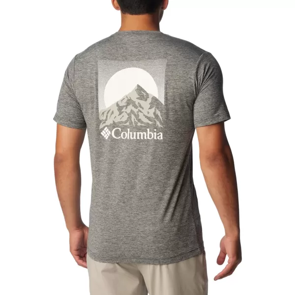 Columbia Mens Kwick Hike Back Graphic Short Sleeve TeeBlack HeatherMoonscape