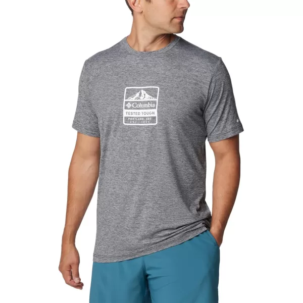 Columbia Mens Kwick Hike Graphic Short Sleeve TeeBlack HeatherTested Tough Pdx