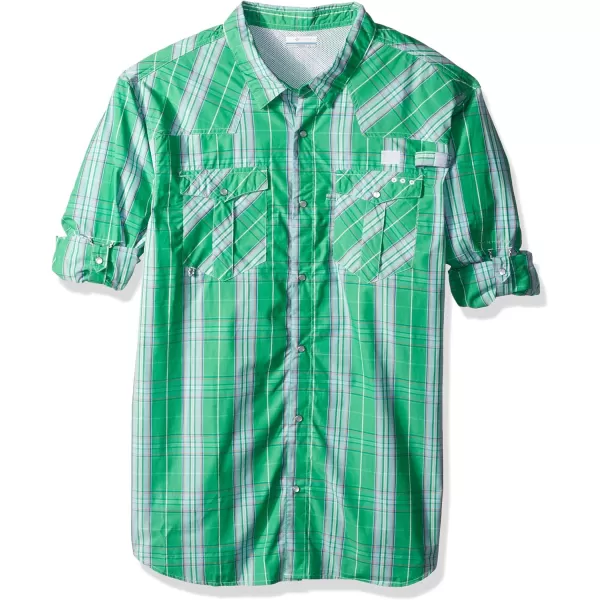 Columbia Mens Low Drag Offshore Short Sleeve ShirtDark Lime Plaid