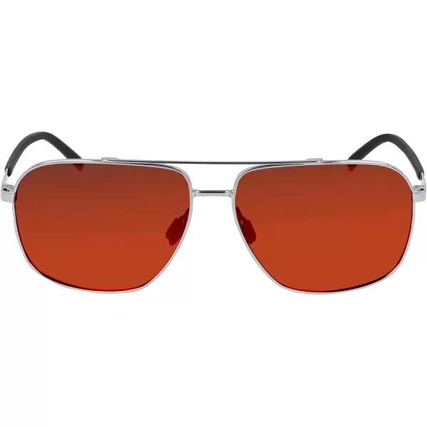 Columbia Mens Mist Trail Pilot SunglassesShiny GunmetalOrange Revo Lens