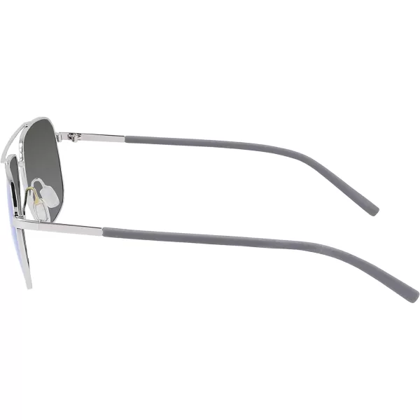 Columbia Mens Mist Trail Pilot SunglassesShiny SilverBlue Revo Lens