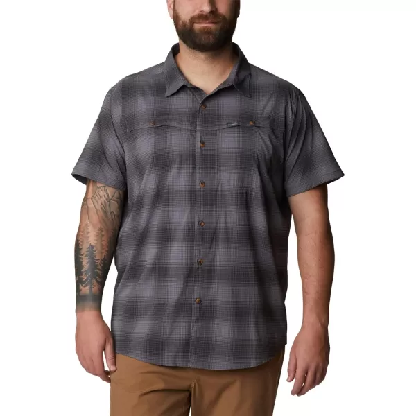 Columbia Mens Newton Ridge Plaid Short SleeveCity Grey Soft Ombre