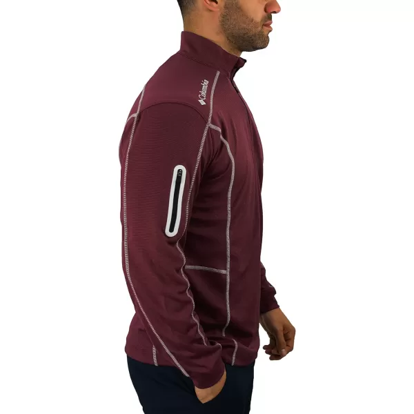 Columbia Mens OmniWick Shotgun Long Sleeve 14 Zip PulloverDeep Maroon