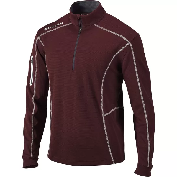 Columbia Mens OmniWick Shotgun Long Sleeve 14 Zip PulloverDeep Maroon