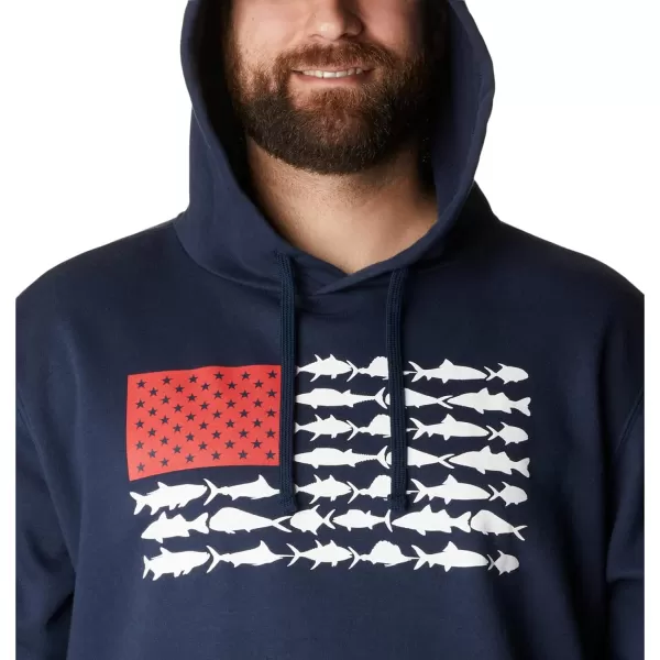 Columbia Mens PFG Fish Flag Ii HoodieCollegiate NavyWhite Usa