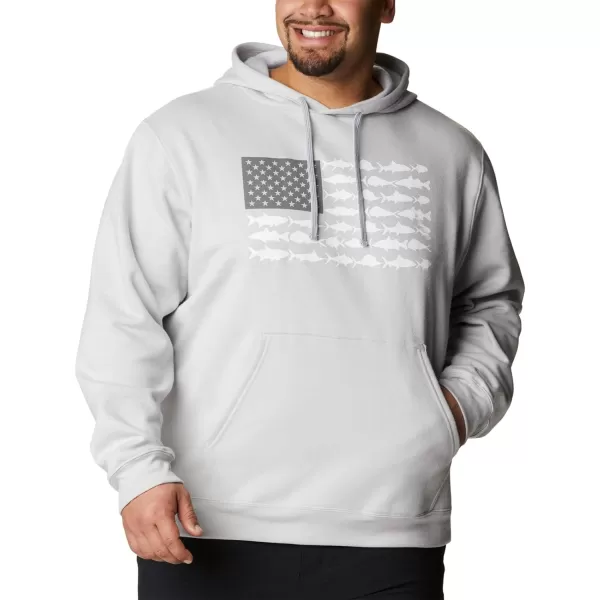 Columbia Mens PFG Fish Flag Ii HoodieCool GreyWhite Usa