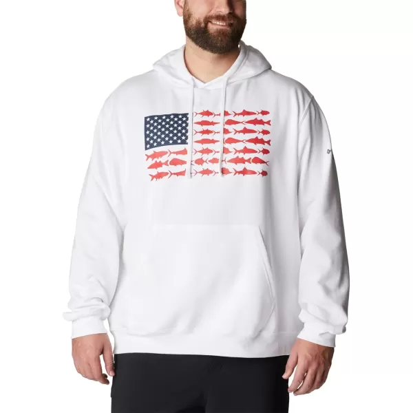 Columbia Mens PFG Fish Flag Ii HoodieWhiteRed Spark Usa