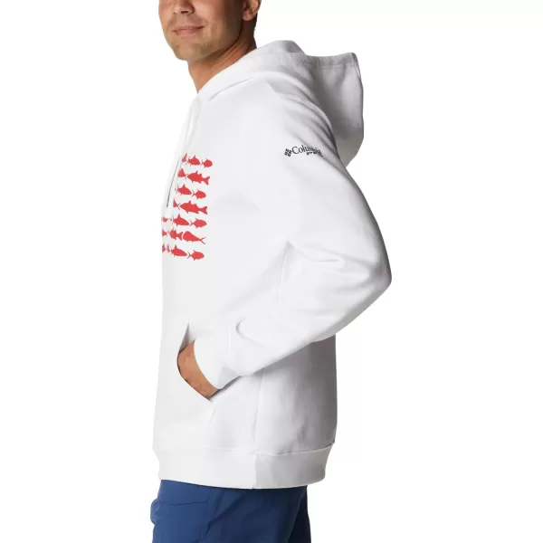 Columbia Mens PFG Fish Flag Ii HoodieWhiteRed Spark Usa