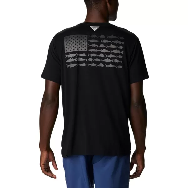 Columbia Mens PFG Fish Flag Tech Tee SsBlackGraphite Gradient