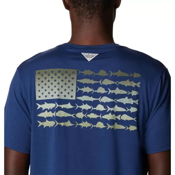 Columbia Mens PFG Fish Flag Tech Tee SsCarbonCypress Gradient