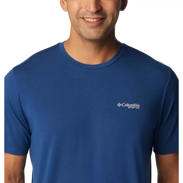 Columbia Mens PFG Fish Flag Tech Tee SsCarbonVivid Blue Gradient