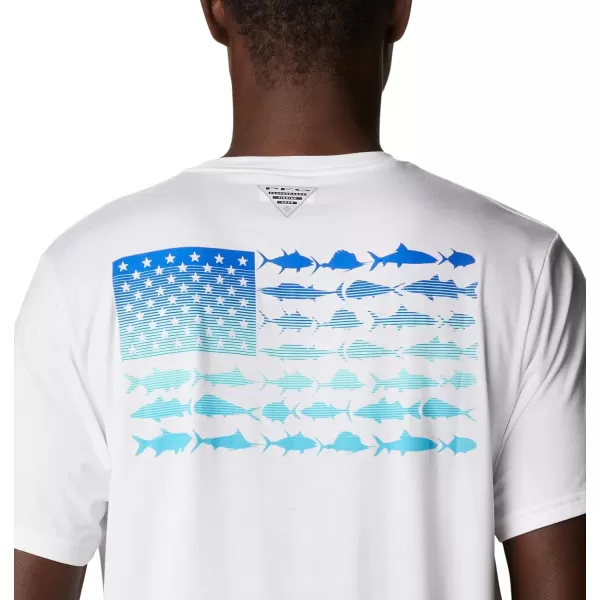 Columbia Mens PFG Fish Flag Tech Tee SsWhiteCool Grey Gradient