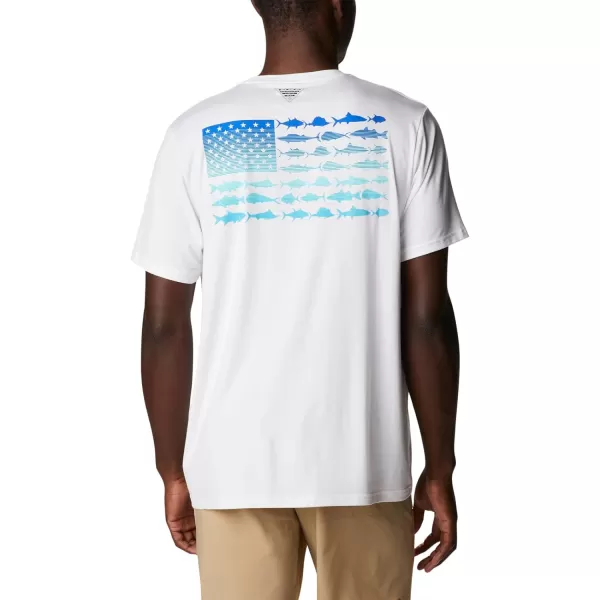 Columbia Mens PFG Fish Flag Tech Tee SsWhiteCool Grey Gradient