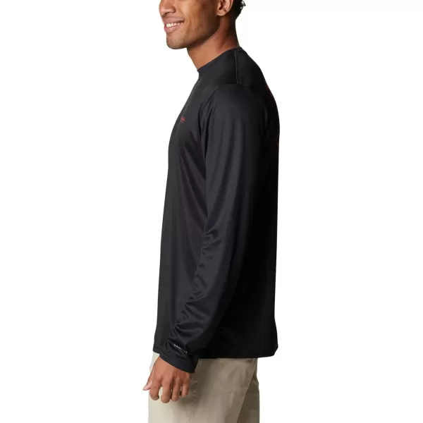 Columbia Mens PFG Terminal Tackle Fish Flag Long Sleeve Fishing ShirtBlack Bright Red Can Fish