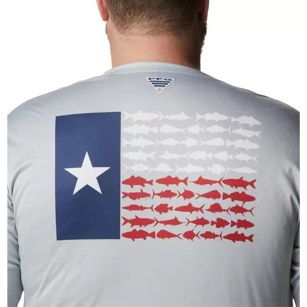 Columbia Mens PFG Terminal Tackle Fish Flag Long Sleeve Fishing ShirtCool GreyTx Fish