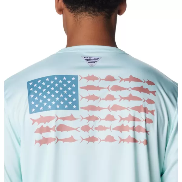 Columbia Mens PFG Terminal Tackle Fish Flag Long Sleeve Fishing ShirtIcy MornCanyon Blue