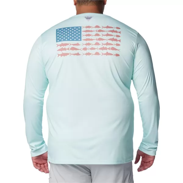 Columbia Mens PFG Terminal Tackle Fish Flag Long Sleeve Fishing ShirtIcy MornCanyon Blue